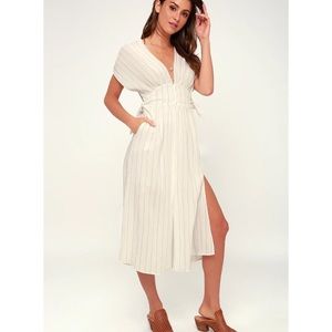 White Striped ASTR the Label Midi Dress